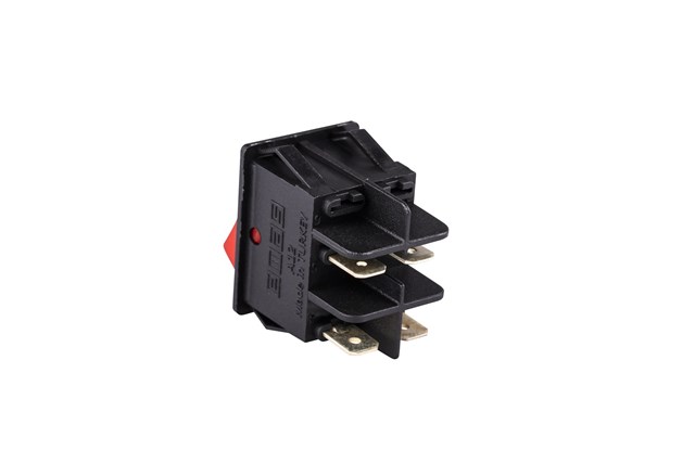 30*22mm Black Body 1NO+1NO w/o Illumination with Terminal (0-I) Marked Red A12 Series Rocker Switch
